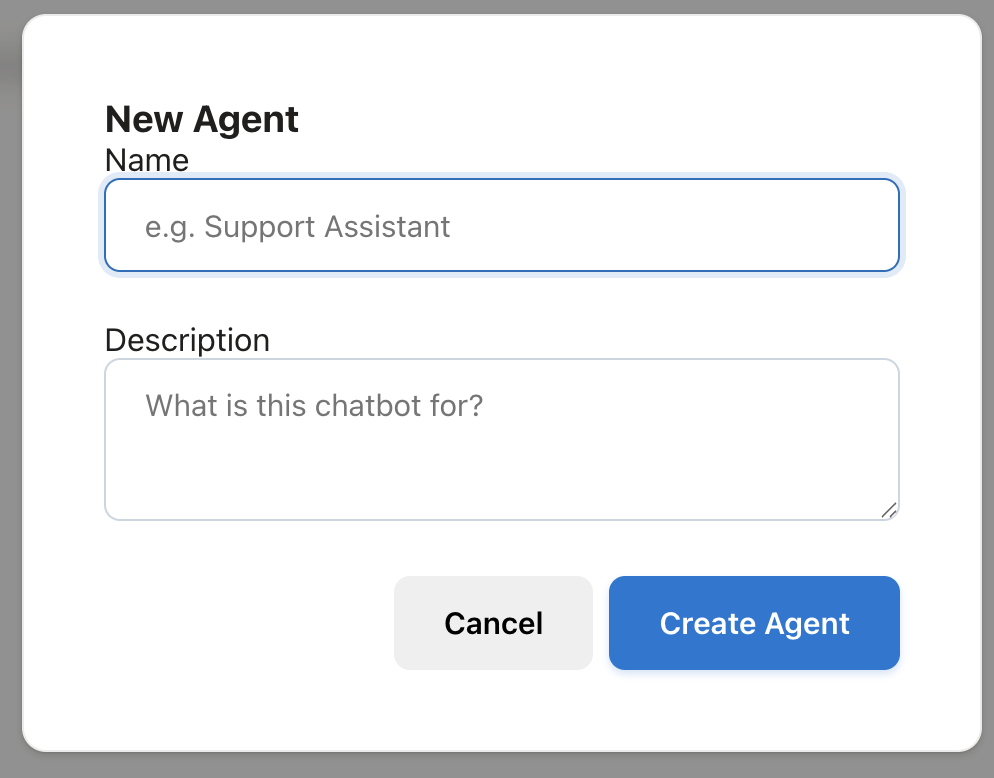 New Agent Creation Modal