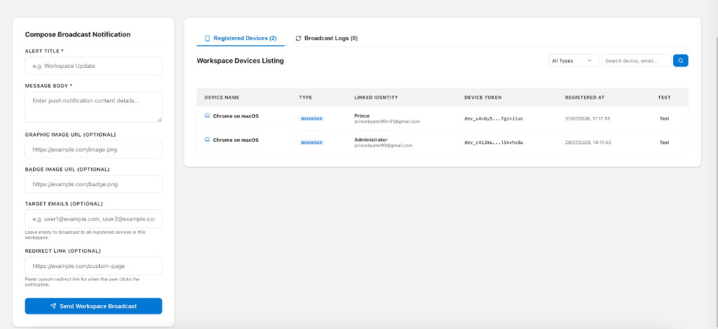Workspace Registered Devices Dashboard